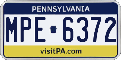 PA license plate MPE6372