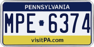 PA license plate MPE6374