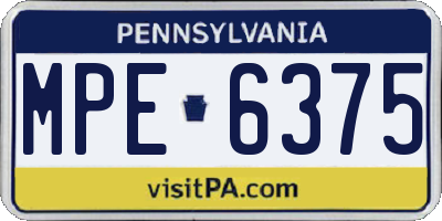 PA license plate MPE6375
