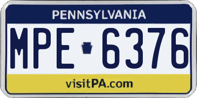 PA license plate MPE6376