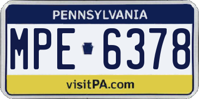 PA license plate MPE6378
