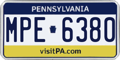 PA license plate MPE6380