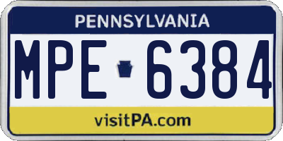 PA license plate MPE6384