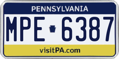 PA license plate MPE6387