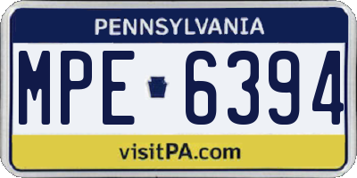 PA license plate MPE6394