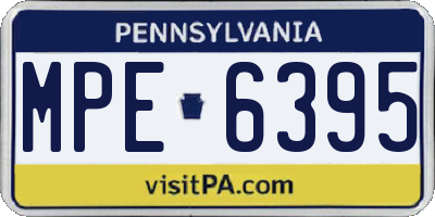 PA license plate MPE6395