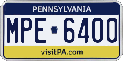 PA license plate MPE6400
