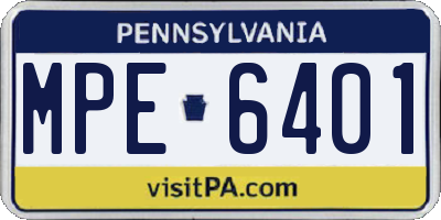 PA license plate MPE6401