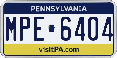 PA license plate MPE6404