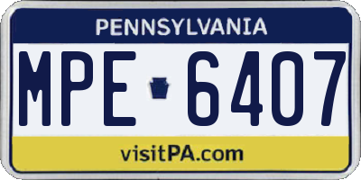 PA license plate MPE6407