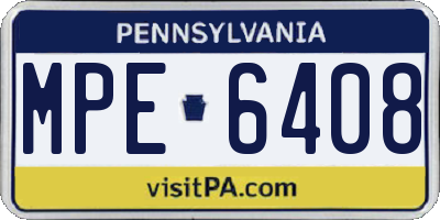 PA license plate MPE6408