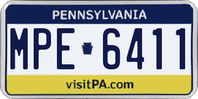 PA license plate MPE6411