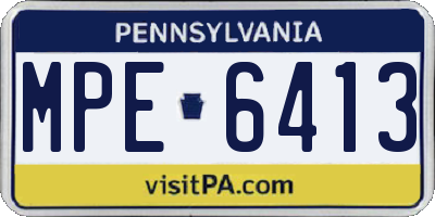 PA license plate MPE6413
