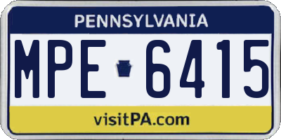PA license plate MPE6415