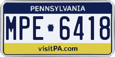 PA license plate MPE6418