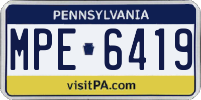 PA license plate MPE6419