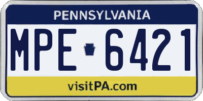 PA license plate MPE6421
