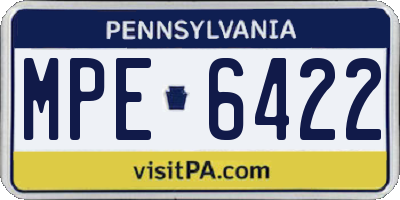 PA license plate MPE6422
