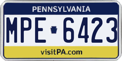 PA license plate MPE6423