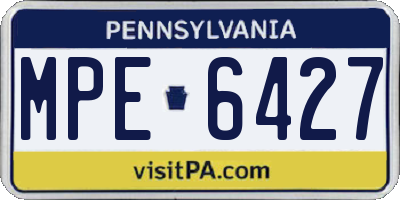 PA license plate MPE6427