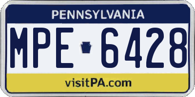 PA license plate MPE6428