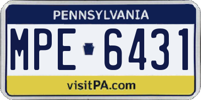 PA license plate MPE6431