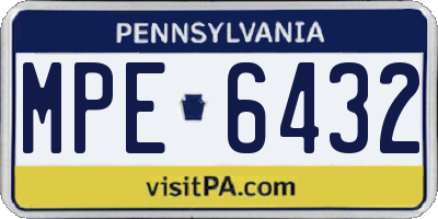 PA license plate MPE6432