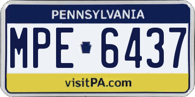 PA license plate MPE6437