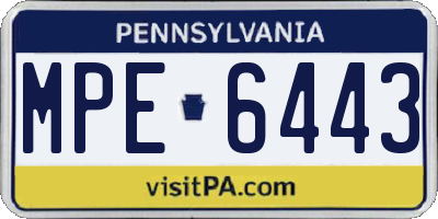 PA license plate MPE6443