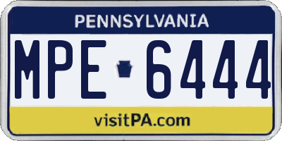 PA license plate MPE6444