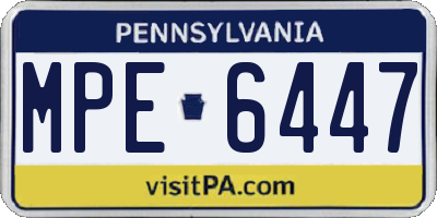 PA license plate MPE6447