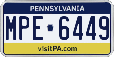 PA license plate MPE6449