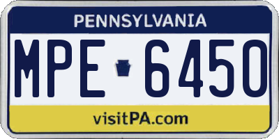 PA license plate MPE6450