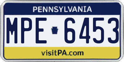 PA license plate MPE6453