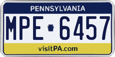 PA license plate MPE6457