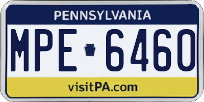 PA license plate MPE6460