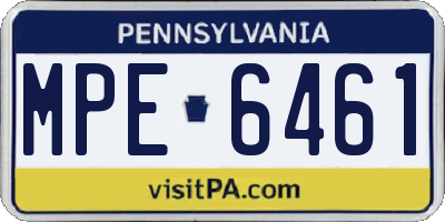 PA license plate MPE6461