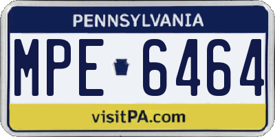 PA license plate MPE6464