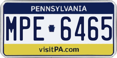 PA license plate MPE6465