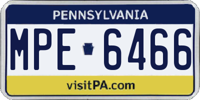 PA license plate MPE6466