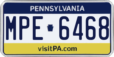 PA license plate MPE6468