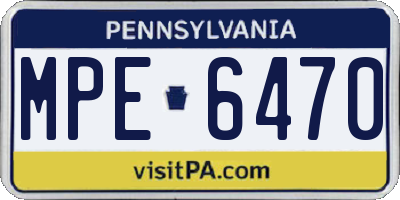 PA license plate MPE6470