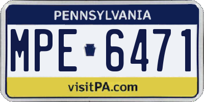 PA license plate MPE6471