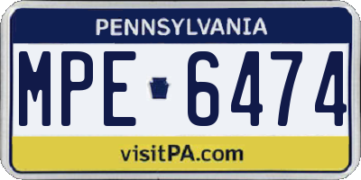 PA license plate MPE6474