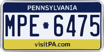PA license plate MPE6475