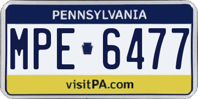 PA license plate MPE6477