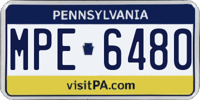 PA license plate MPE6480