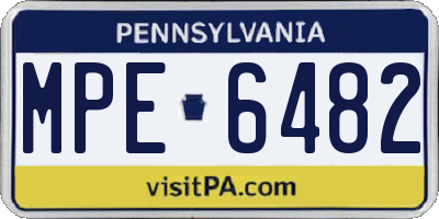 PA license plate MPE6482