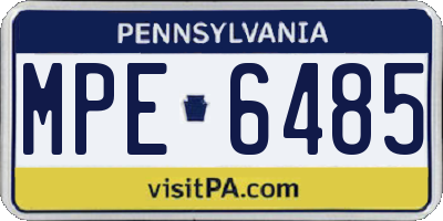 PA license plate MPE6485