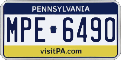 PA license plate MPE6490